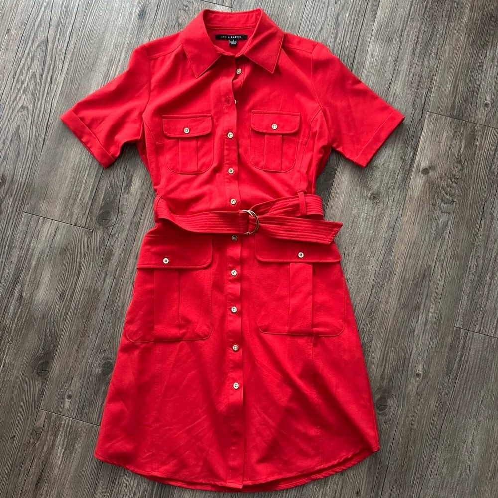 Zac & Rachel Belt Shirt Dress Size 4 - Picture 3 of 6